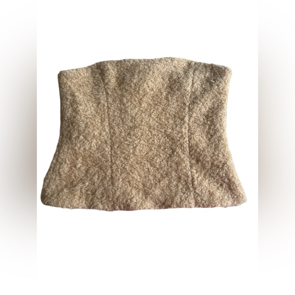 Zara Cream Textured Fabric Tube Top